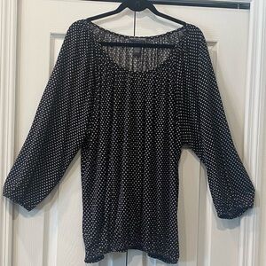 Chelsea & Theodore Polka Dot, Black and White Blouse Elegant Top